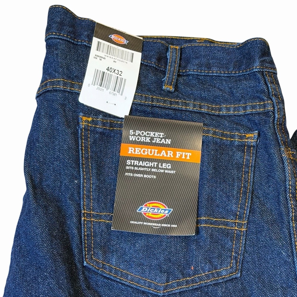 Dickies 5 Pocket Work Jean Regular Fit Straight Leg Size 40x32 NWT Workwear